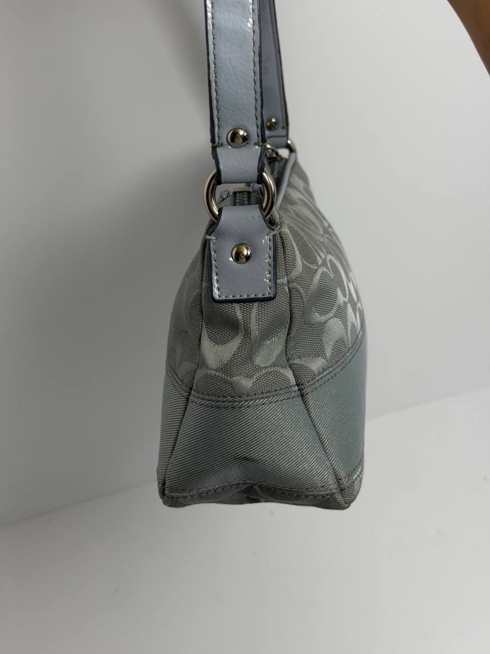 Coach Mini Signature Stripe Demi Shoulder Bag in Blue - Picture 3 of 10